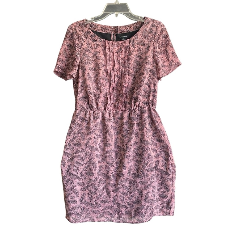 I ❤️ Ronson Purple/Black Short Sleeve Pleated Dress. Size Medium